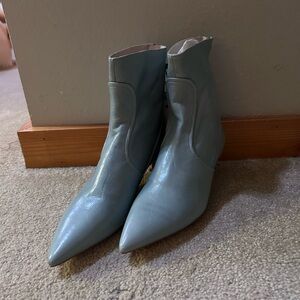 Zara Pointed Toe Ankle Boots in Pale Blue